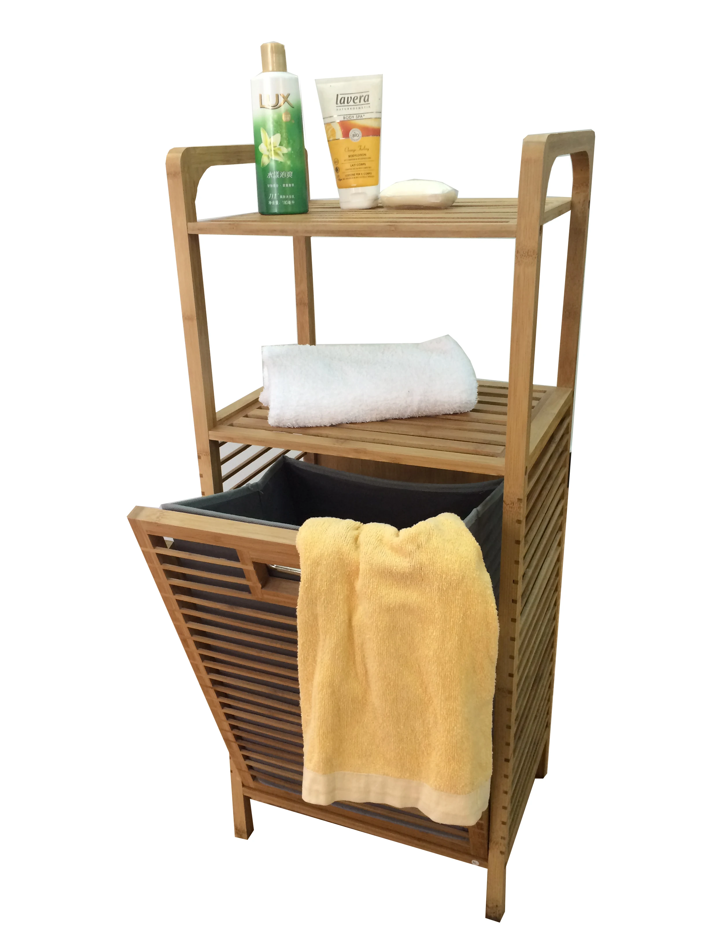 Natural Color Folding Bamboo Laundry Basket For Home Bamboo Organizer