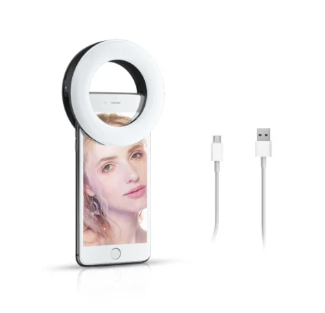 

Portable LED Selfie Ring Light Flash For Mobile Phone Laptop Fill Light For Youtube Tiktok Video USB Rechargeable Clip Ring Lamp
