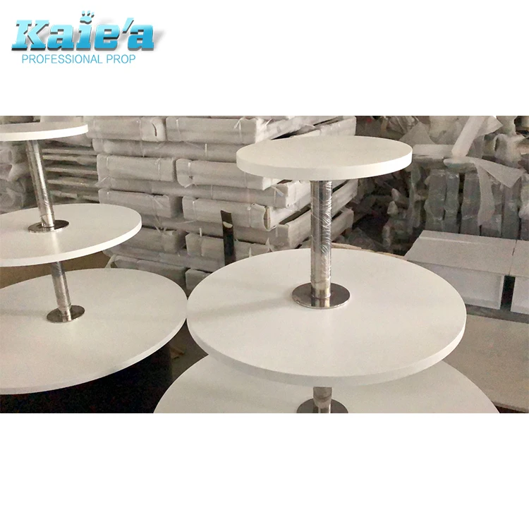 Commercial White Wood Top Garments 3 Tiered Retail Display Round Table ...