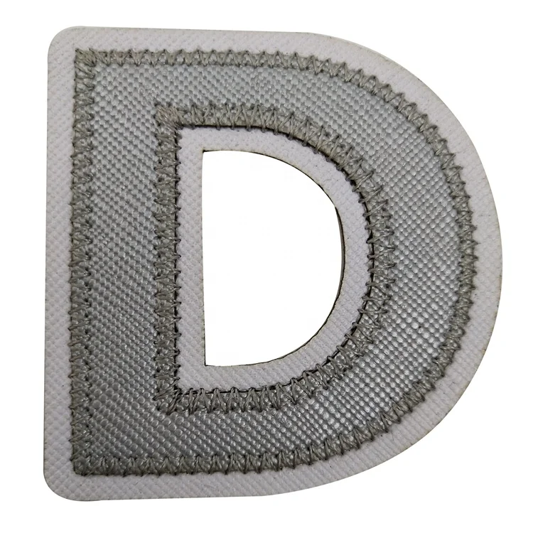 

Wholesale OEM Alphabet Leather Embroidery Letter Iron On Patches, Silver