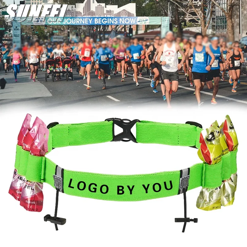 

SunFei New Design Race Number Belt Gel Loop Pocket Race Belt accept custom brand logo Triathlon Running Bib Holder