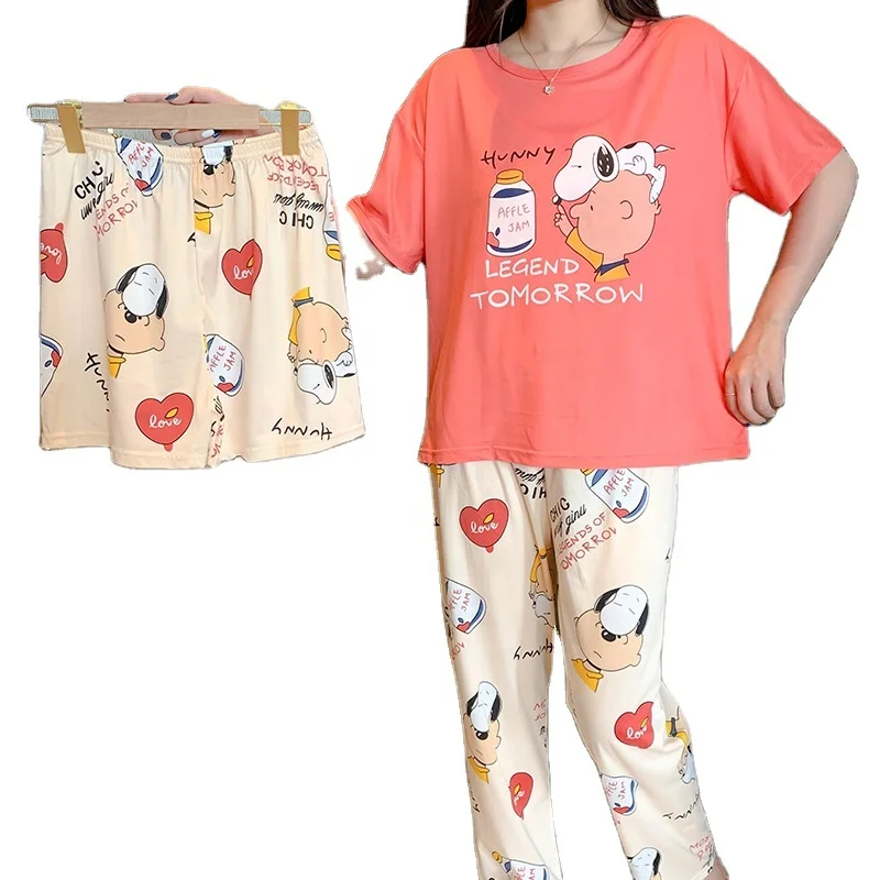 

Amazon hot sale 3 Piece Lounge Wear Lady Nighty Pijama De Mujer Wanita Piyama Three Piece Pajama Set All In One Pyjama