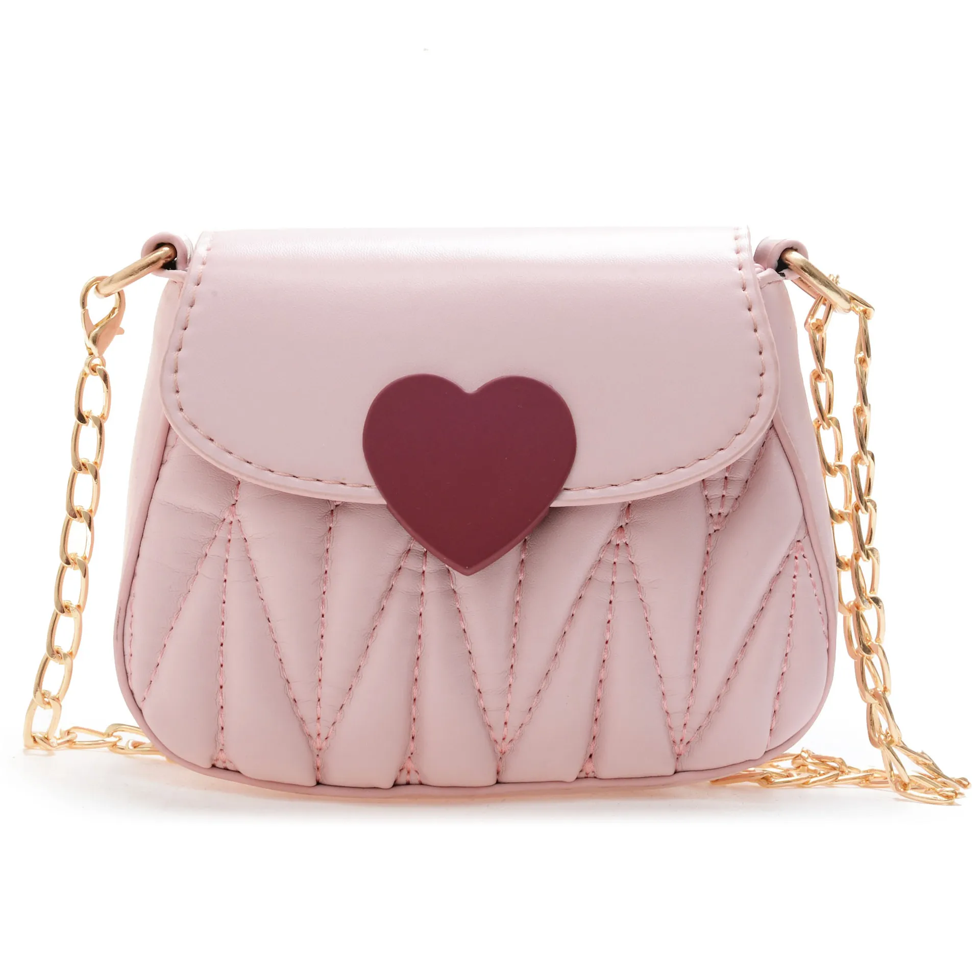 

2021 newest mini kids bag little girls Ruched heart toddler messenger bag princess chains coin purses, Customized