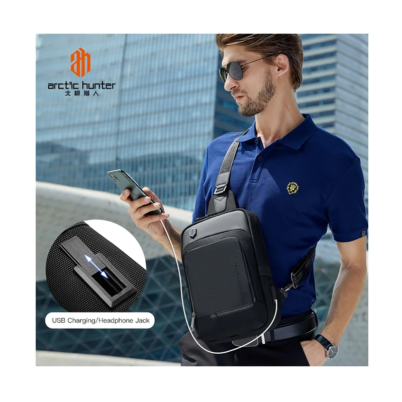 

2021 Arctic Hunter Custom Black Microfiber Leather CrossBody Bag Shoulder Men Stylish Chest Micro Leather Sling Bag Crossbody, Black,blue,grey