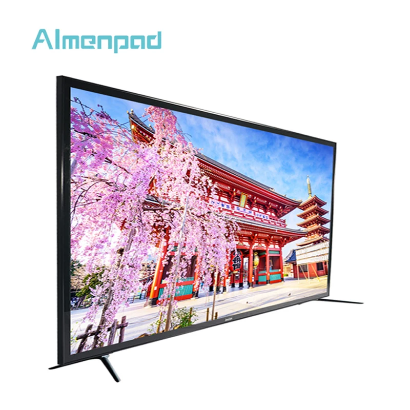 

AImenpad network dvb-t wifi android 9.0 4K tempered glass lcd led smart  flat screen tv D70GUE, Black color