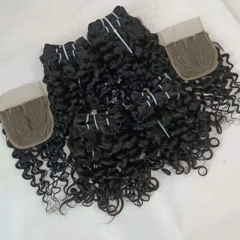 

LetsFly 100% Remy Raw Human Hair Brazilian Deep Wave Bundles With Machine Made T Part Closure Buy 5 Wig Net Free Gift