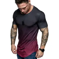 

Men's Short Sleeve Digital Print Muscle Fit sport Elastic Gym Bodybuilding Fitness Shirt 2019
