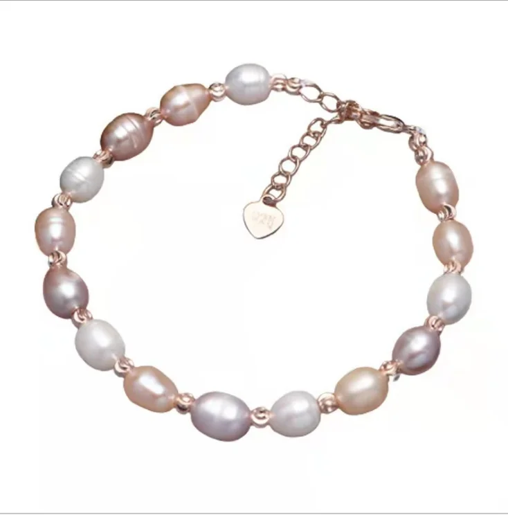 

Color-preserving electroplated freshwater pearl bracelet, Picture shows