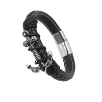

Magnetic Clasp Braided Leather Bracelets Handmade Leather Anchor Bracelet Men