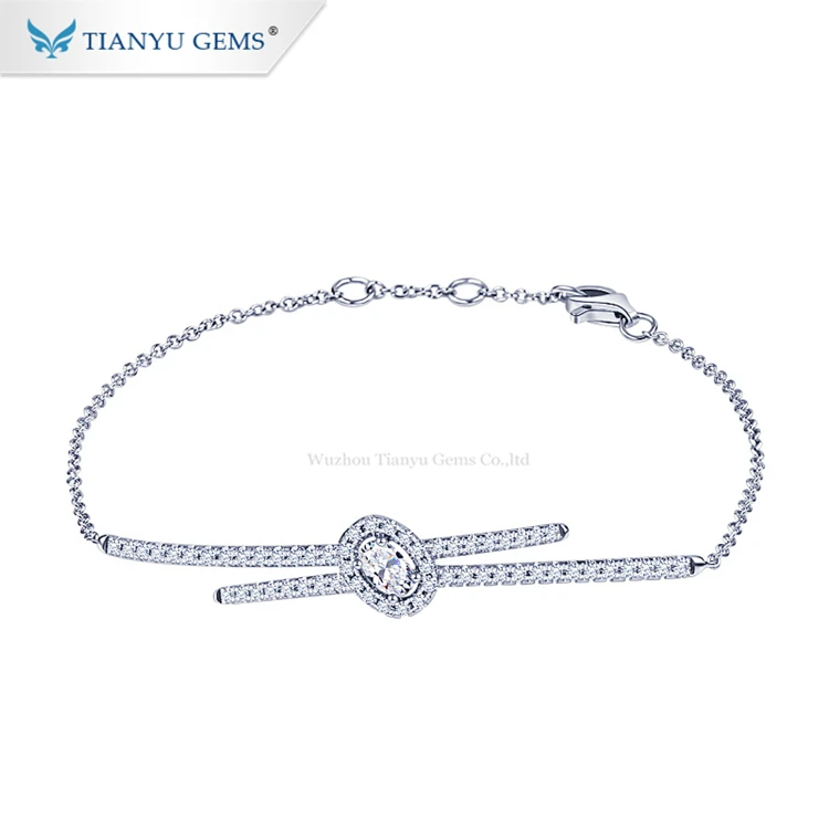 

Tianyu Gems popular bangle 10k white gold moissanite diamond sparkling bracelet