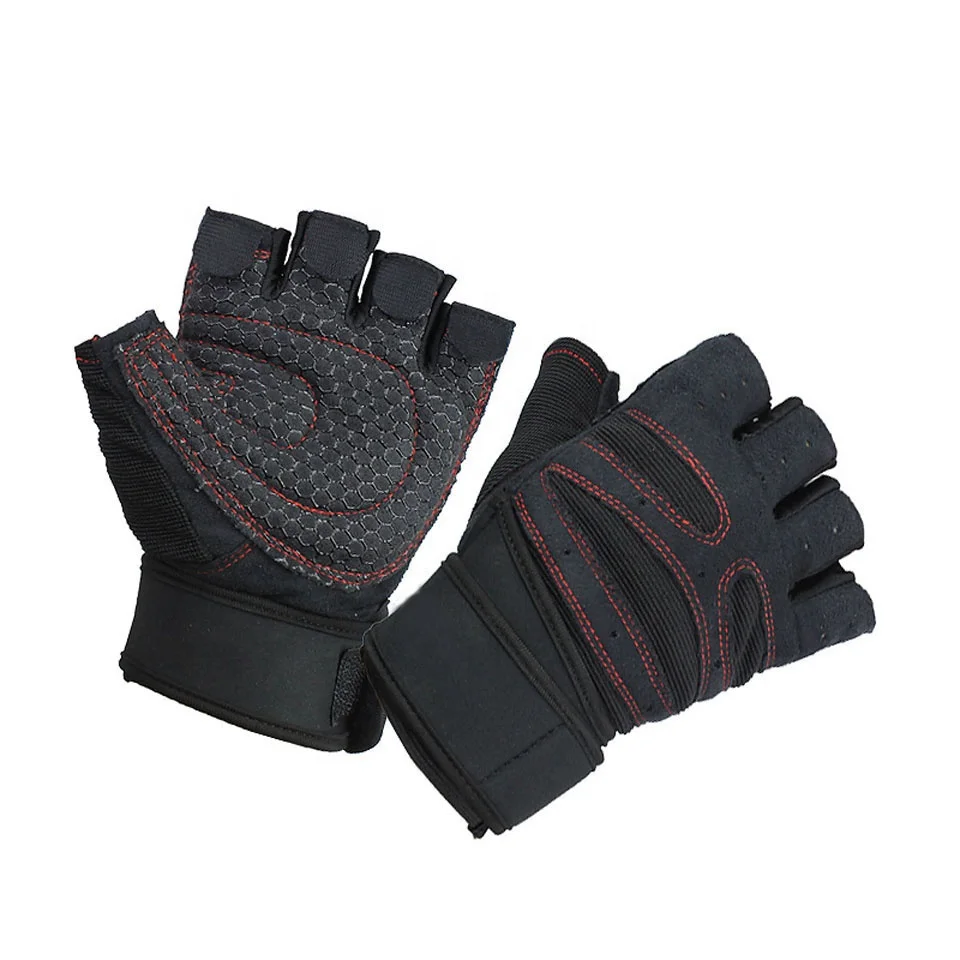 

Fitness and Breathable Weighting Half Finger Workout Gloves, Black+red;black+grey