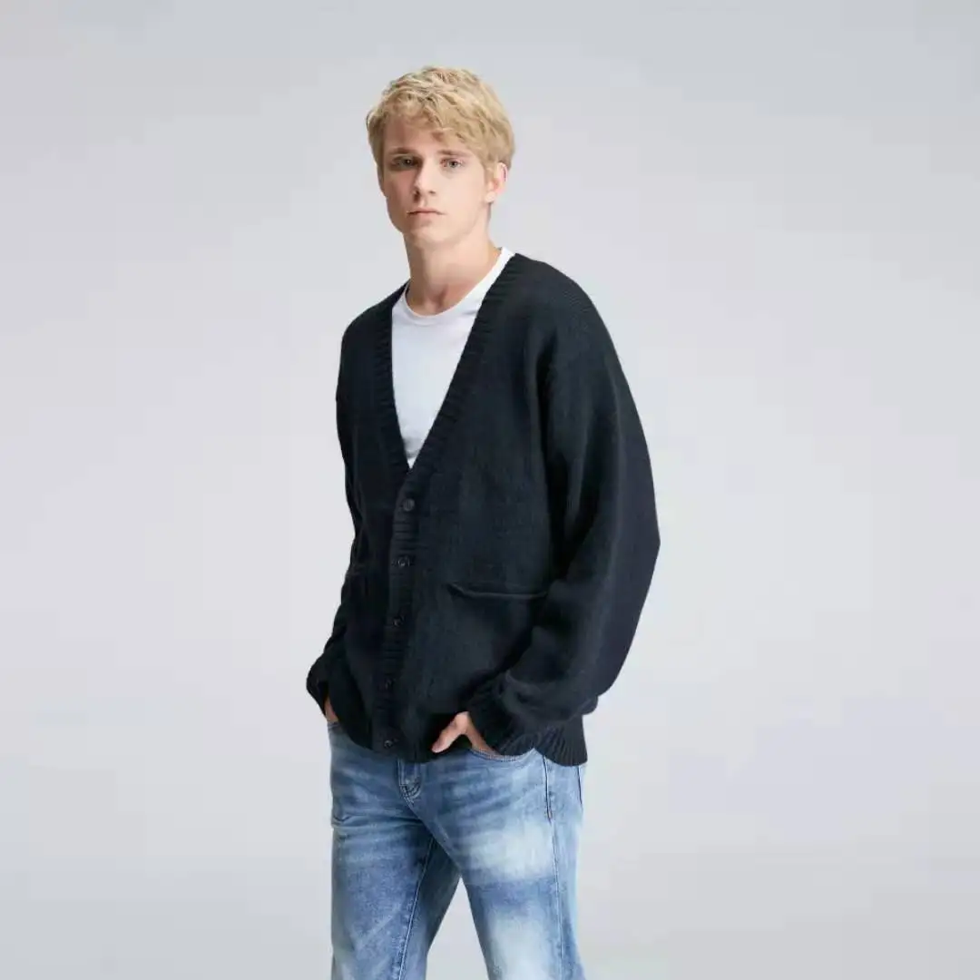 

2021 PZF-0005 Men's Sweater Fashion Blank High Quality Custom OEM Cardigan Spring V-neck Knitwear