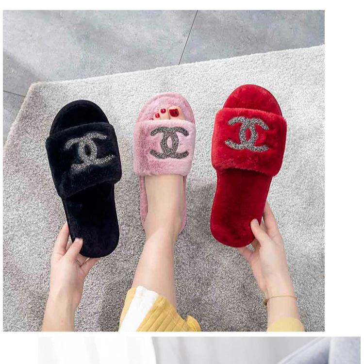 

2021 women drop shipping high quality new fashion soft fur slippers sandals for ladies