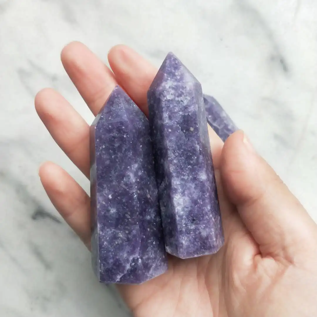 

High Quality Crystal Point Purple Lepdonite Point Tower Home Decoration Feng Shui