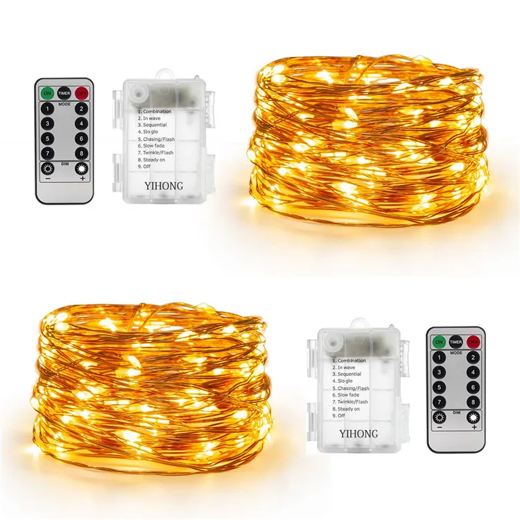 LED Fairy Lights String Christmas Light Remote Control 100 LED Battery Operated 33 Foot DIY for Christmas Garden Wedding Party