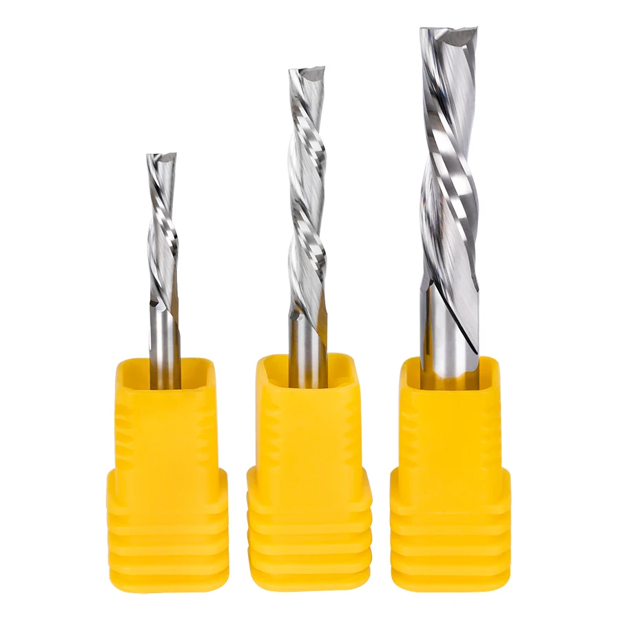 

DouRuy solid carbide left handed 2 flute spiral bits down cut carbide end mill wood milling cutter