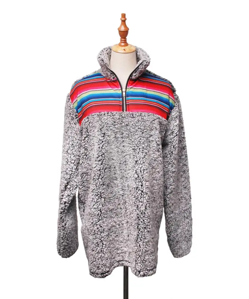 

RTS Women Thick Winter Sherpa Jacket Adult Long Sleeve Flannel serape pullover shelpa sweater
