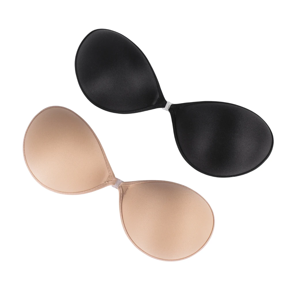 

Classical adhesive bra E F plus size self-adhesive push up sticky bra, Nude/black