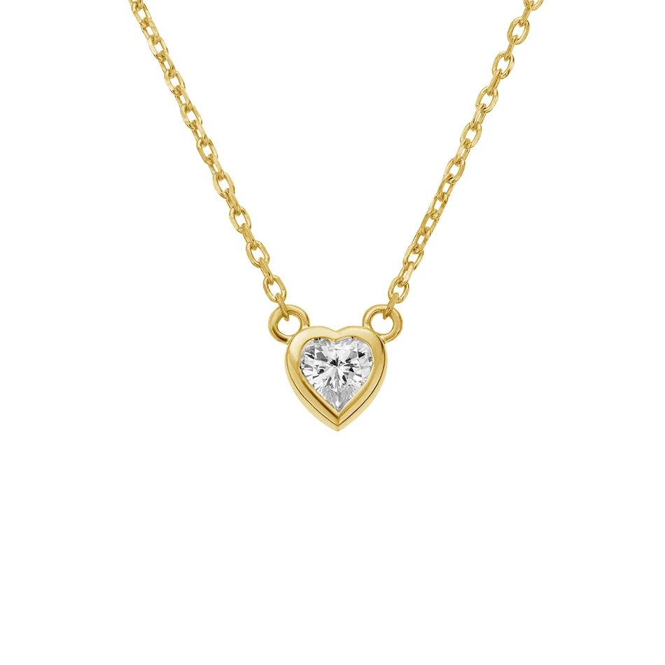 

fashion jewelry 18k gold plated fine necklace 925 sterling silver cubic zircon heart dangle necklace for women