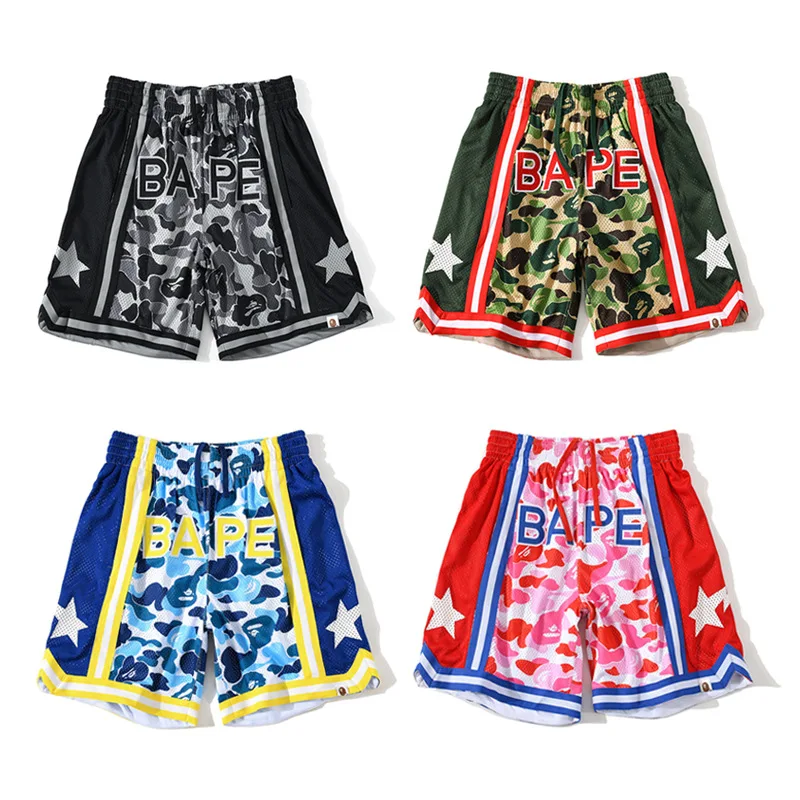 

New Design Summer Wholesale Print Camo Bape Quick Dry Shorts Cotton Running Workout Basketball Men Shorts