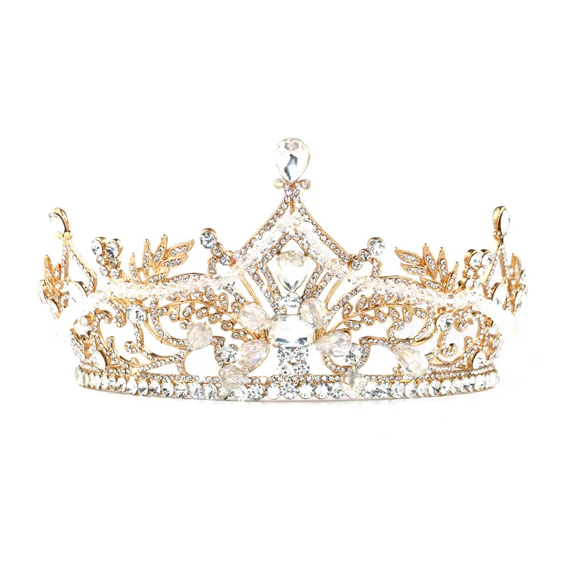 

Bridal crown hair hoop rhinestone headdress gold crystal hair ornaments Wedding hair accessories bridal tiara
