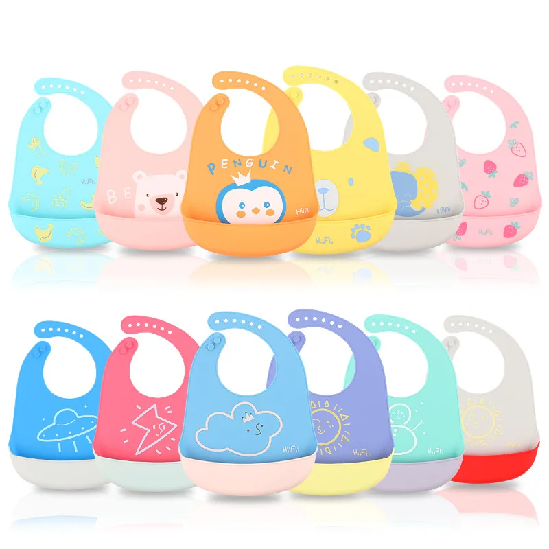 

23 Styles Silicone Waterproof Adjustable Snaps Baby Bibs M50