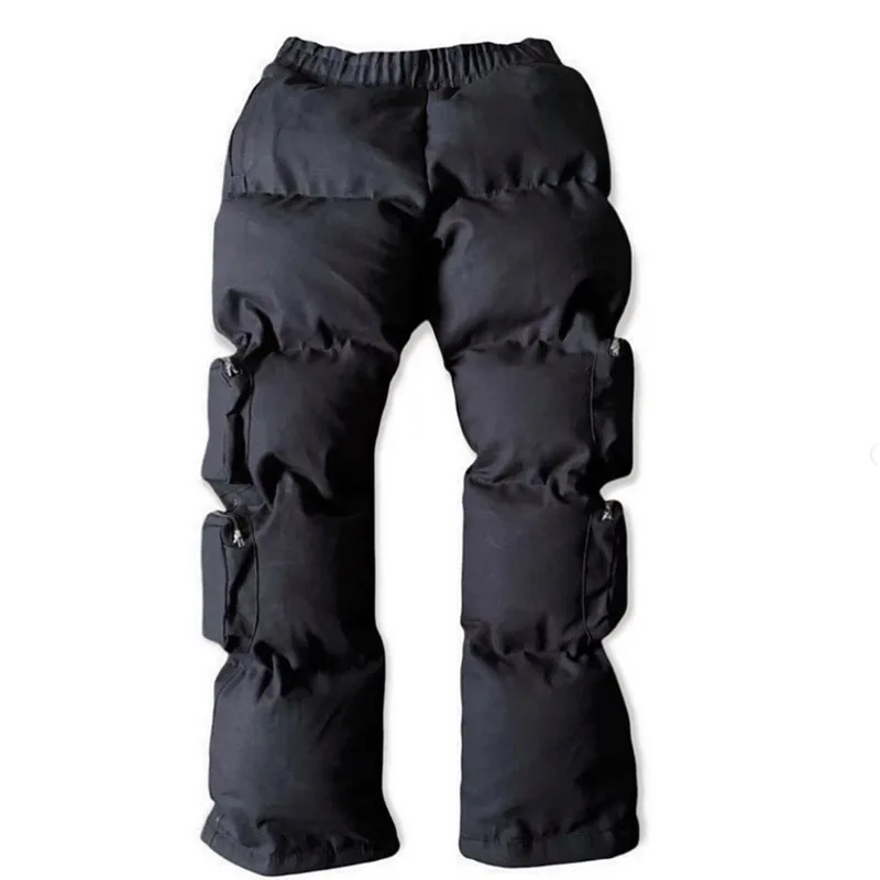 

Gelan 2022 Custom Puffer Pants Men Elastic Waist Winter Thermal-Insulated Down Pants For Skating Camping Black Puffer Pants