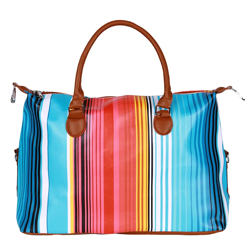 

Free Shipping Travel Duffle Tote Boutique Bag Personalized Overnight Women Canvas Serape Weekender Bag for Lady, Serape&leopard,leopard,rainbow,sunflower,etc.