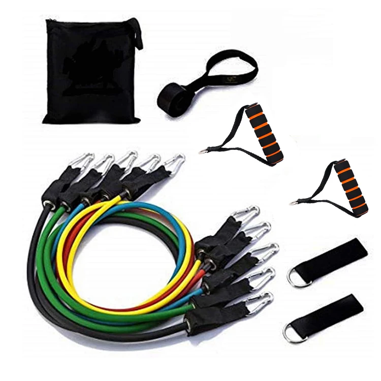 

Wholesale Pull Rope Elastic Body Stretching Stackable Gym Workout Exercise Bands Fitness 11 pcs Resistance Bands Set, As picture