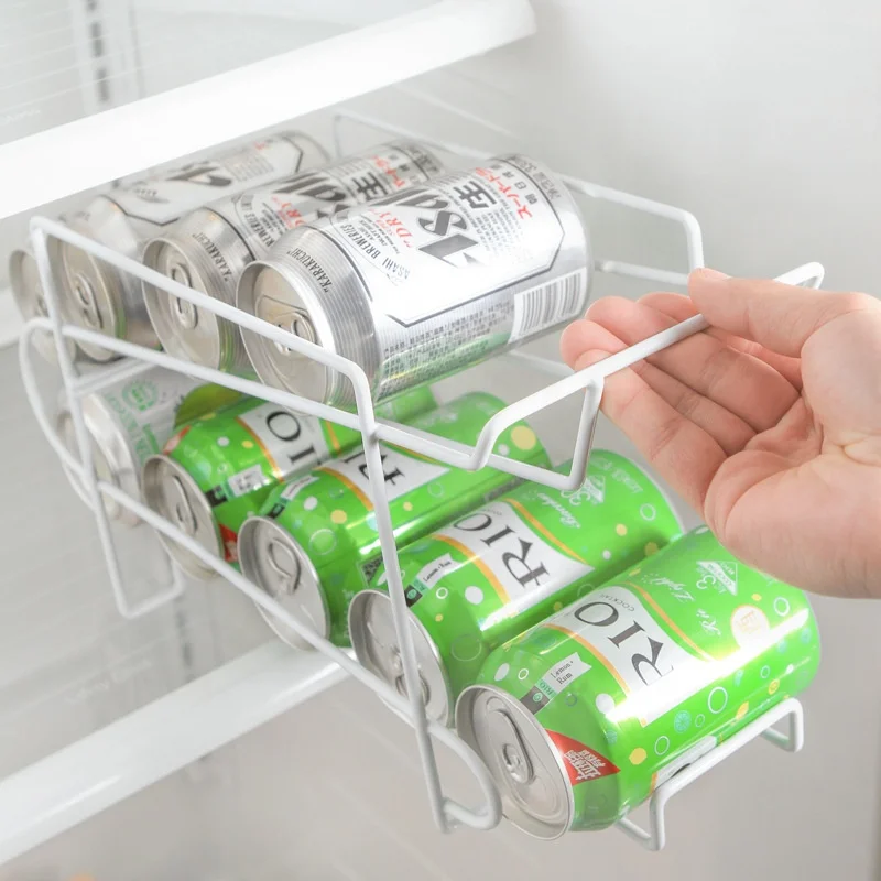 

Fridge Soda Can Storage Cabinet Organizer Metal Coke Beer Rack 2 Tiers Can Dispenser Holder Rack For Refrigerator