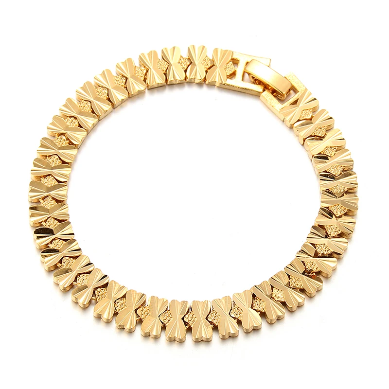 

24k Gold Ethiopian Do not fade Bangles Dubai Bowknot Real Gold Plating Wholesale Environmental Copper Bracelet Wedding Jewelry