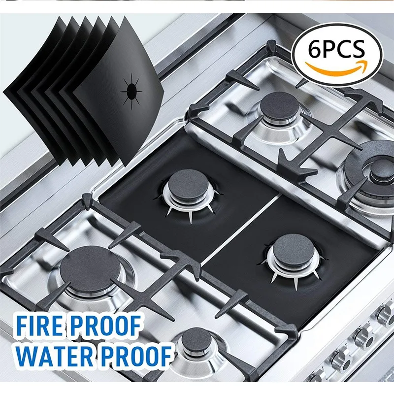 

MJ Reusable Heat Resistant Stove Burner Covers Gas Range Protectors Countertop Accessories For Kitchen, Black , beige, light brown, silver