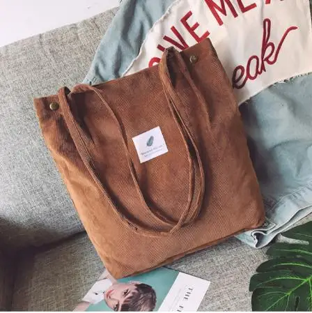 

2021 Hot Sale Corduroy Popular Shoulder Bag High Quality Shopping Bags Casual Tote Female Handbag For Women, White/pink/black/yellow/green/brown