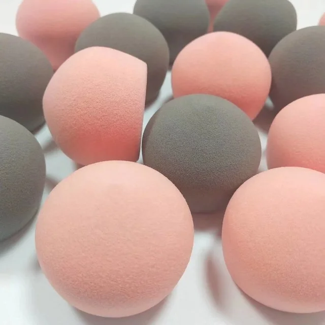 

New Design Peach Shape Powder Cosmetic Puff Facial Foundation Makeup Sponge, Pink, gray