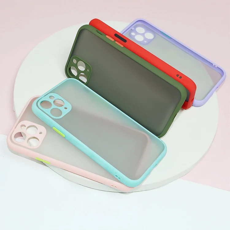 

Fashion Mixed Color Translucent Matte PC Hard Back TPU Hybrid Cover Phone Case For iPhone 11 Pro, As picture