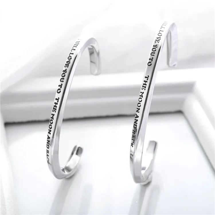 

Jewelry Simple Watch Accessories Bracelet Fashion Titanium Steel Couple Open Bracelet Lettering, Picture shows