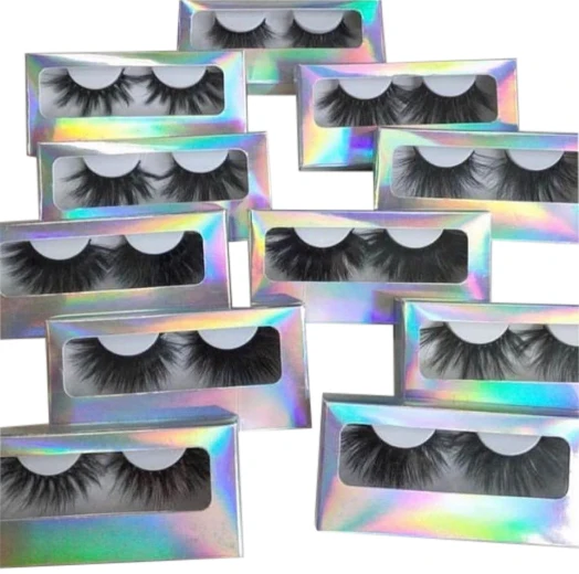 

Wholesale Full Strip Eyelashes Mink Fluffy 100% 25mm 5D Mink Eyelash Private Label 3d Mink Lashes Eyelashes, Black