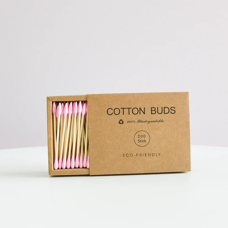 

No Plastic Biodegradable Soft Mini 100% Pure Natural Cotton Ear Buds, White/black/green/blue/yellow/pink