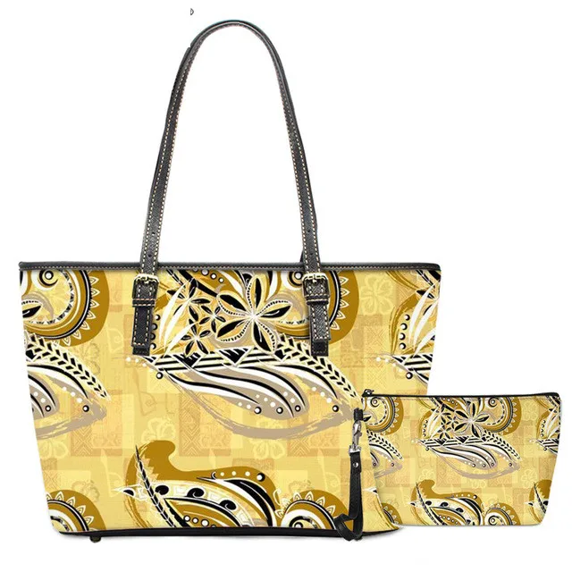 

American Samoa Polynesian Yellow Plumeria Print Fashion Bags for Women Brand Handbags Ladies Pu Leather Women Shoulder Tote Bags, Accept custom made