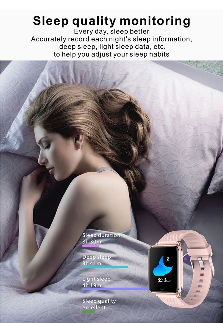 1.3 inch Q9T smart watch waterproof smart bracelet body temperature wristband with Daily reminder