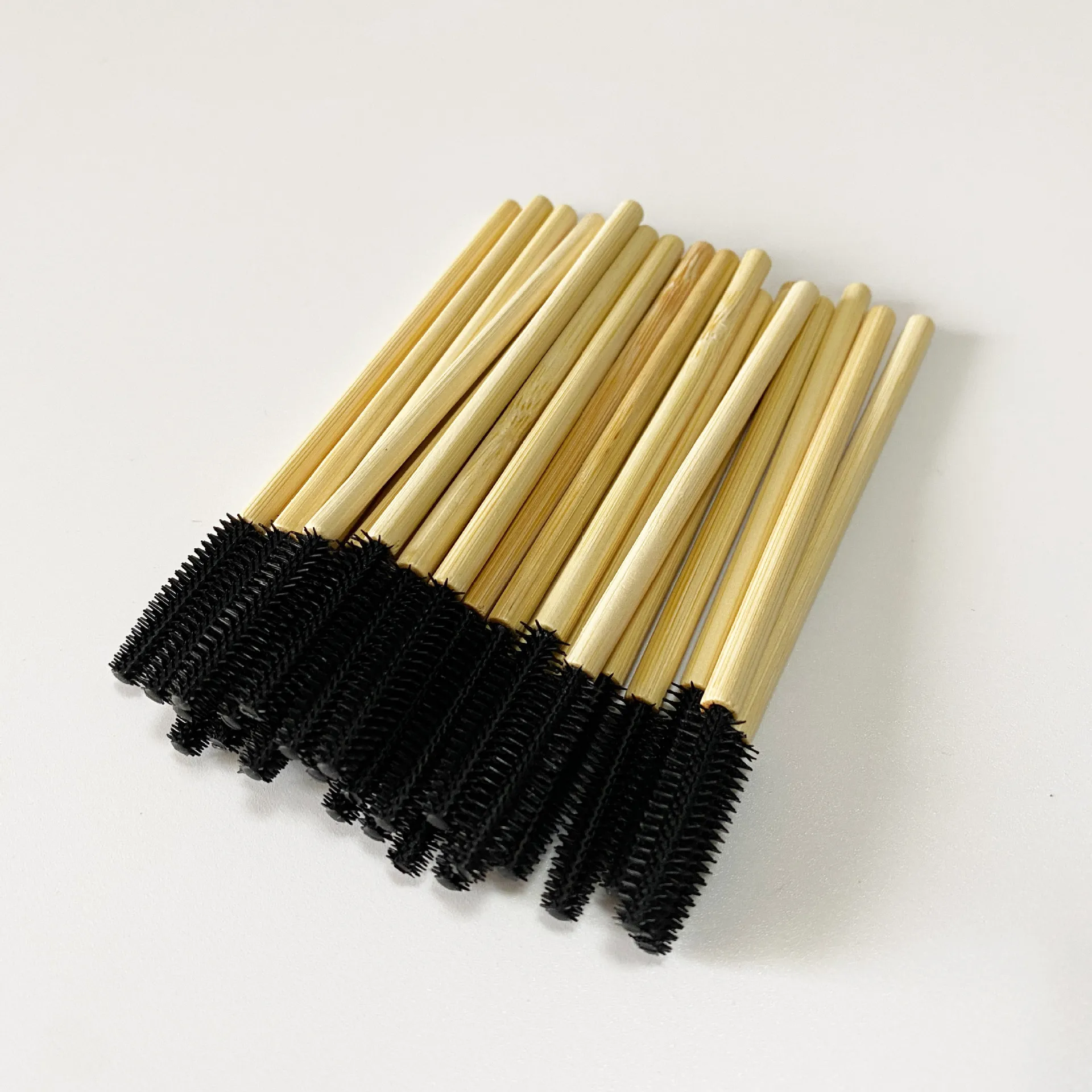 Disposable Silicone bamboo mascara wand Eyelash Brush Portable Mini Makeup Brush, As shown