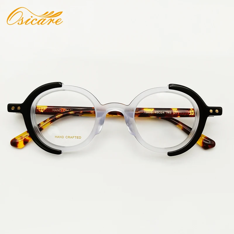 

New fashion unisex eyeglasses and classic small round white acetate optical frames 2021