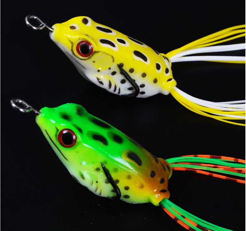 

Soft Silicone Frog Fishing Lure with Fishing Hooks Topwater Ray Frog Artificial Frog Lure Soft Tube Bait, Mixed
