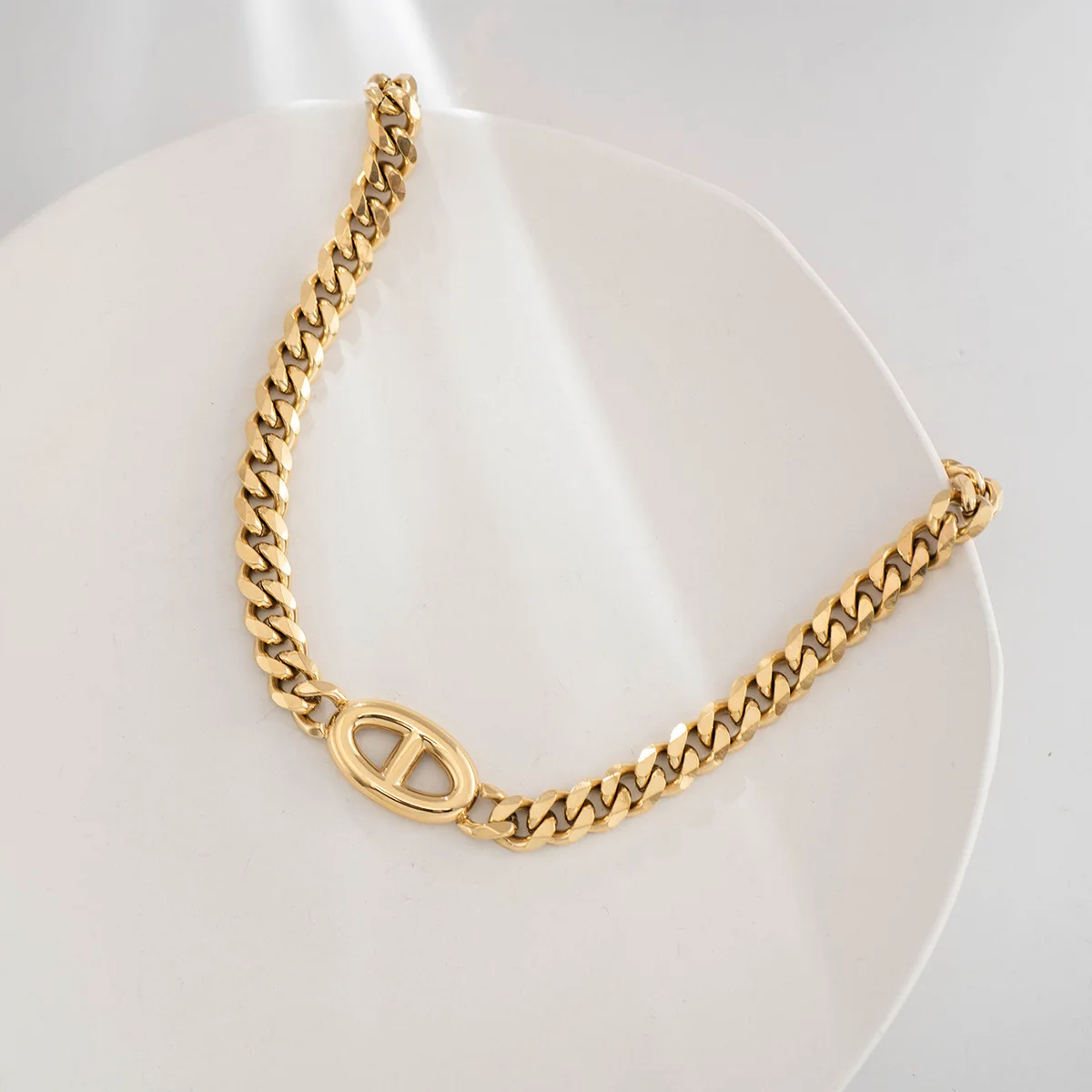 

Dylam Chunky Link Exaggerated Luxury Accessories Stack d Stainless Steel Chain Necklace Piggy Nose Necklaces