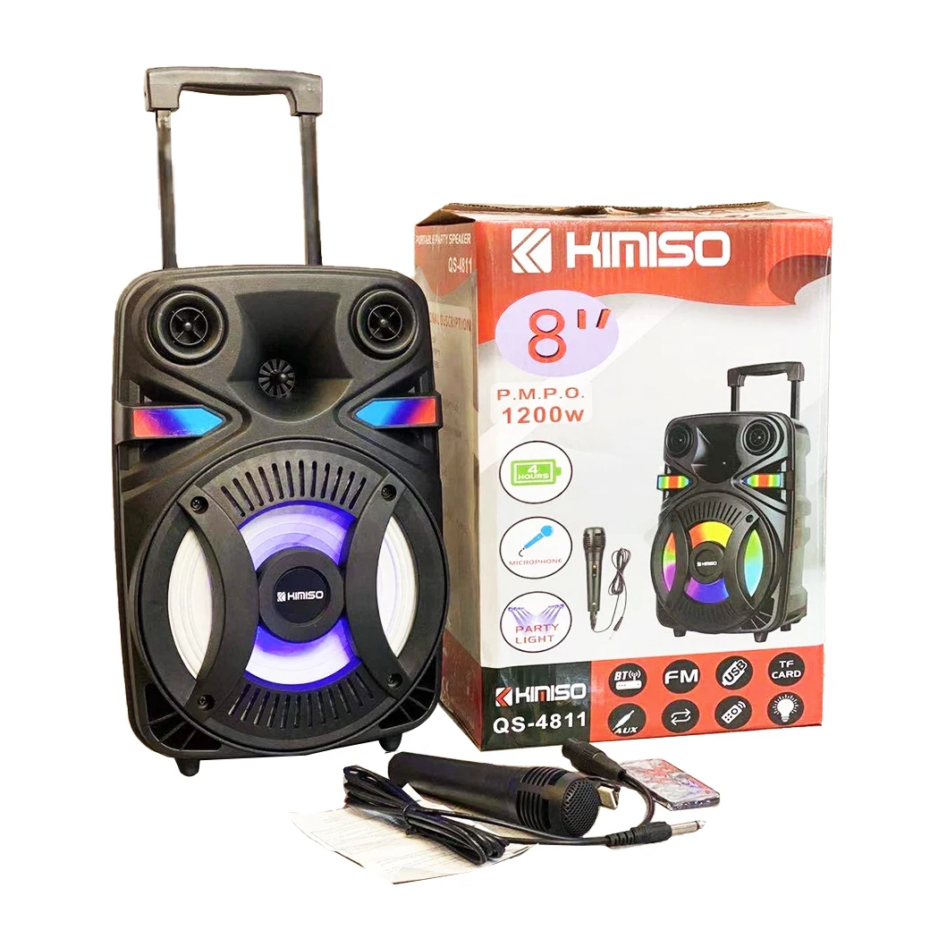 

QS-4811 Portable Wireless Speaker KIMISO 8inch Big Rrolley Speaker With Remote Control