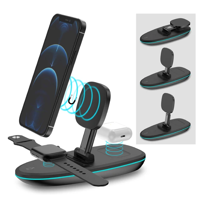 

2022 Trending Smart Electronics Products 4 In 1 Multiple Wireless Charger Magnetic With Led Lights Hot Sell