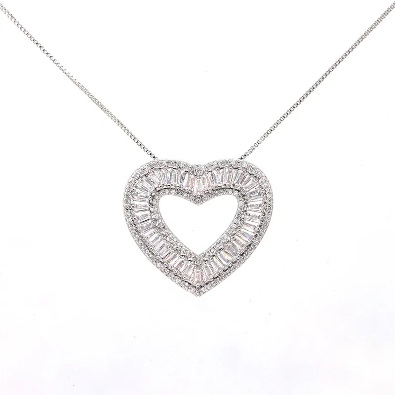 

foxi jewelry set gold silver cubic zirconia cz heart pendant necklace