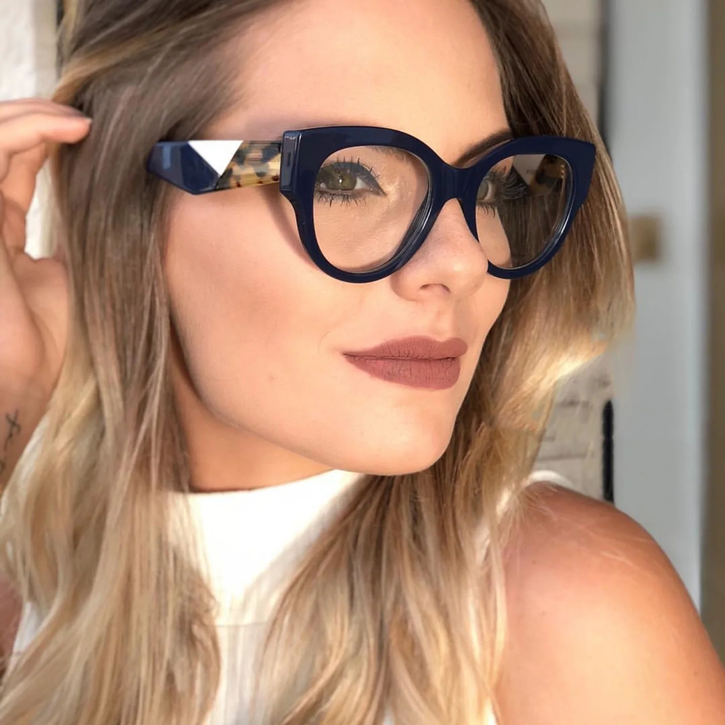 

Woman Acetate Optical Eyeglasses Fashion Oversize Big Rim Frame Spectacles for Women Prescription Eyewear Glasses Frame, Picture