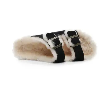 fur cork sandals
