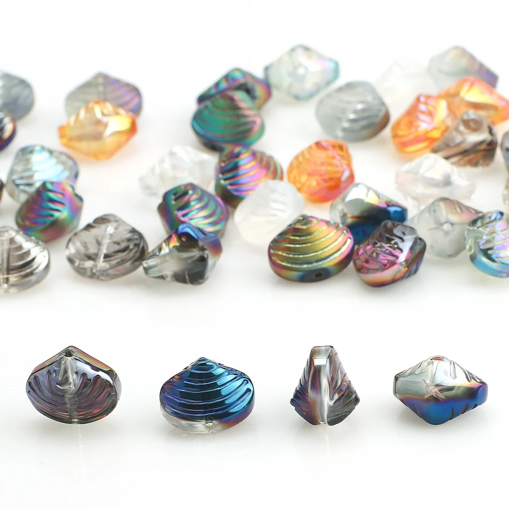 

12X14mm Crystal Scallop Shape Shell Glass Beads For DIY Christmas Ornament Handmade Women Charm Bracelet Jewelry Making Supplies